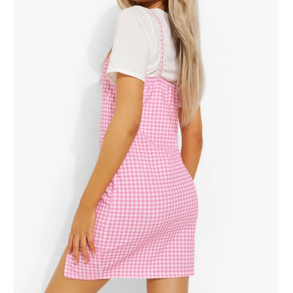 Pink Gingham slip dress T-shirt NOT included SIZE 10 - Picture 3 of 3